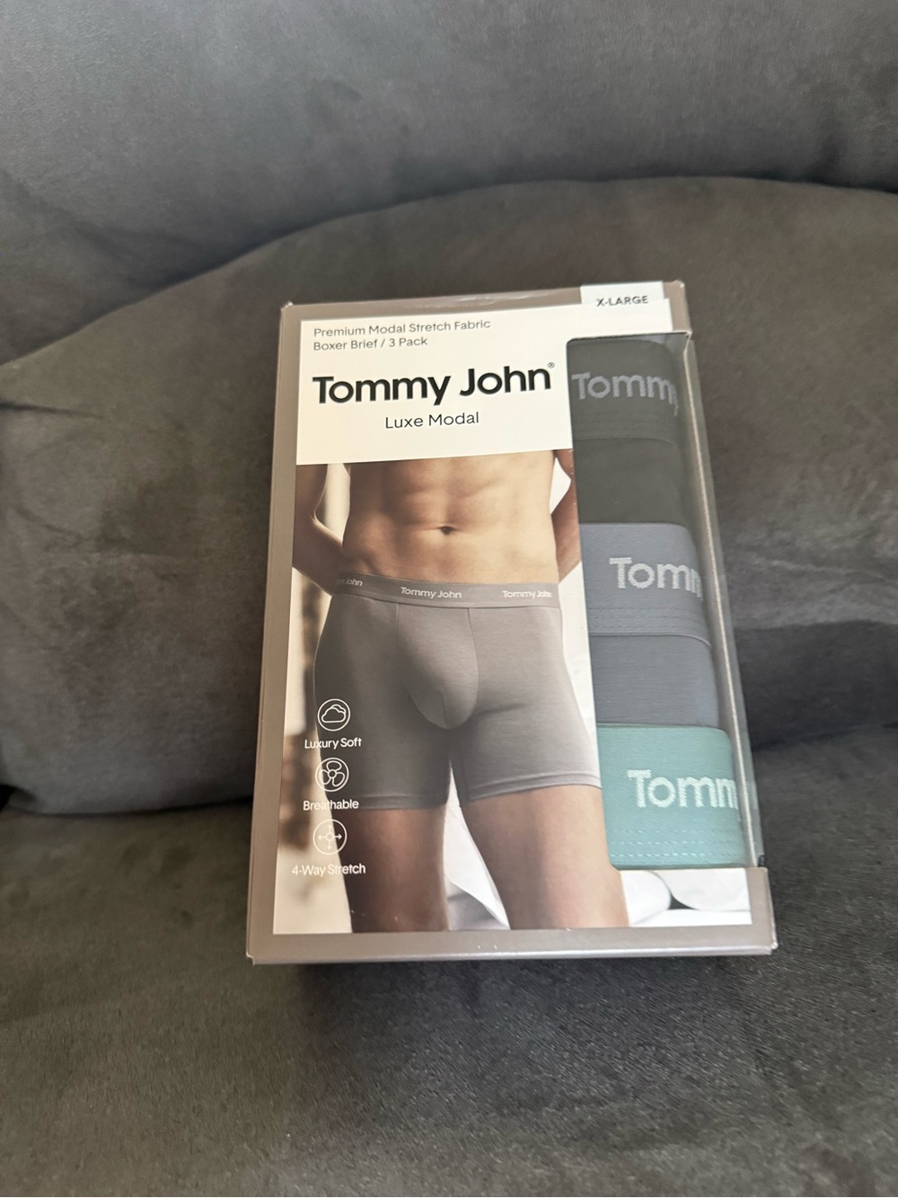 Tommy John Boxer Briefs 3-Pack in Gray, Charcoal, Teal